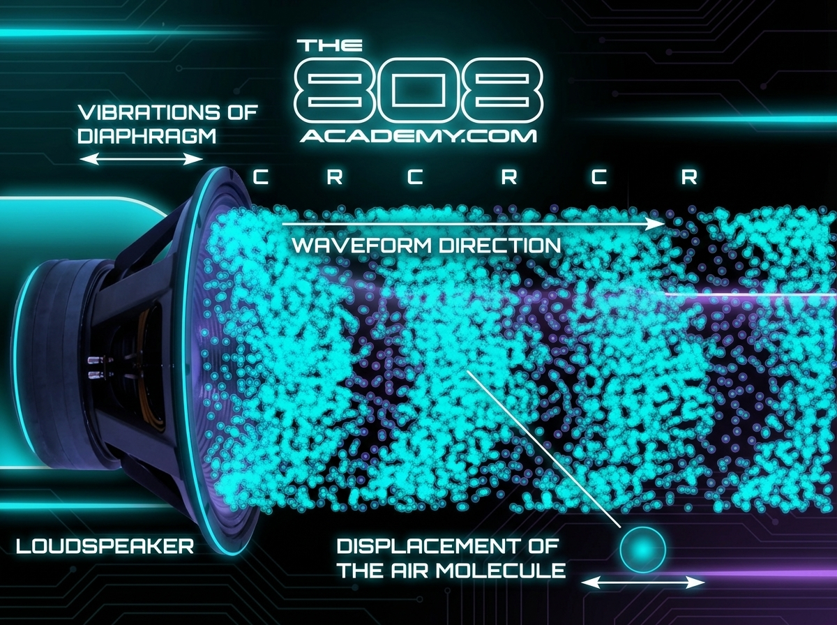 Speaker creating high and low pressure regions in the air